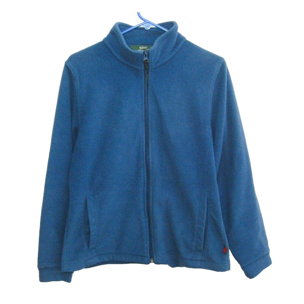 Woolrich Blue Fleece Jacket Womens Medium Full Zip Warm Winter Coat 4 Pockets